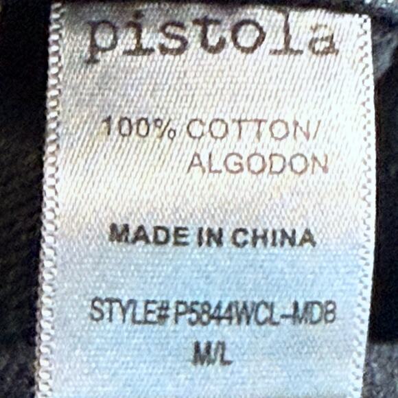 Pistola Premium Denim Jacket Mens Dark Wash Blue Distressed Trucker Retro Sz M/L - Picture 6 of 7